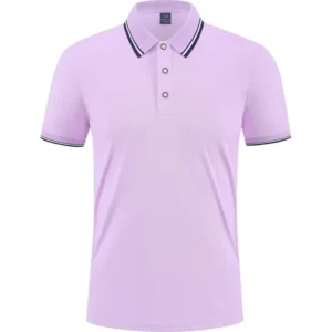 t cf196 polyester imitation cotton solid edge trim lapel short sleeve polo (6)