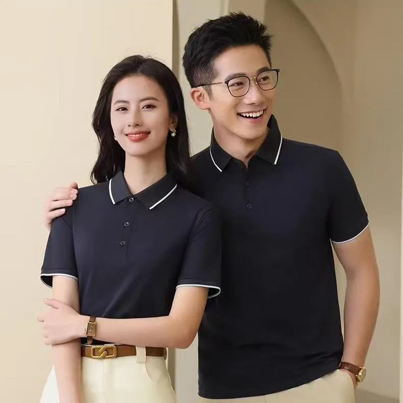 t cf8558 loose striped two tier lapel short sleeve polo (6) t cf8558 loose striped two tier lapel short sleeve polo (6)